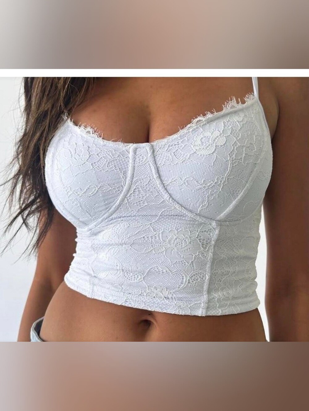 Klassy Network Corset Crop Top | White | Size M